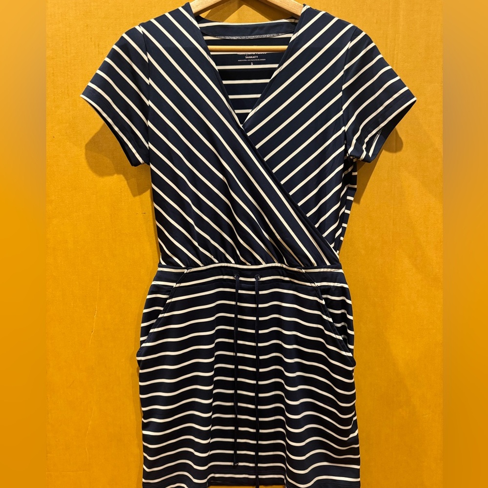 Vineyard Vines Striped Navy and White Midi Dress
